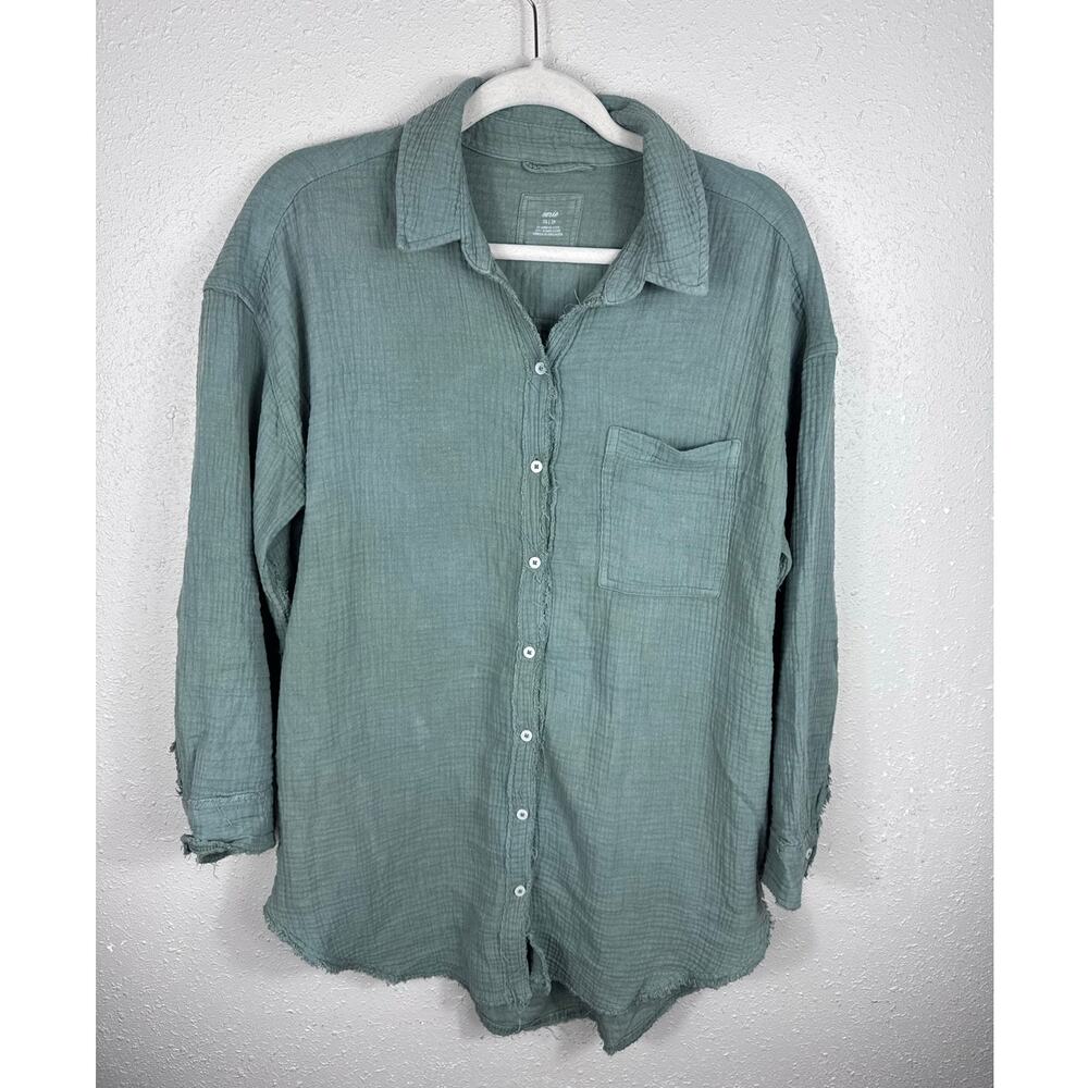 Aerie Oversized Gauze Style Button Up top Womens Size XS